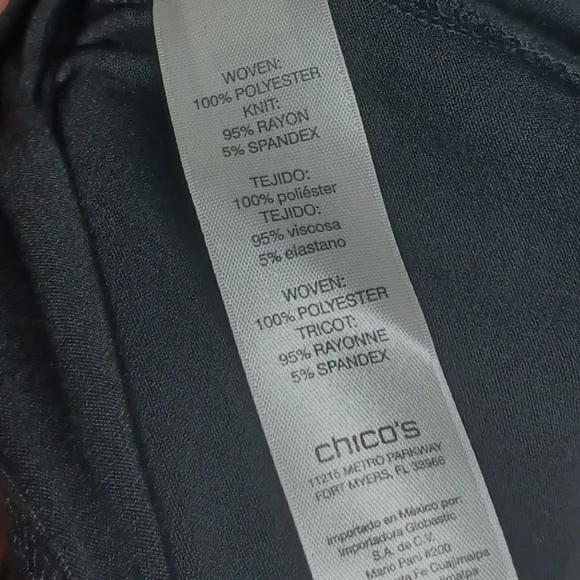 CHICO'S Fringe Asymmetric Hem Semi Sheer Overlay Black Top 2 (Large) - Picture 5 of 9